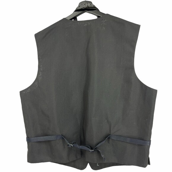 Tuxedo Vest Formal wear Necktie Mel Howard Vintage Black Silver Large - Picture 2 of 10